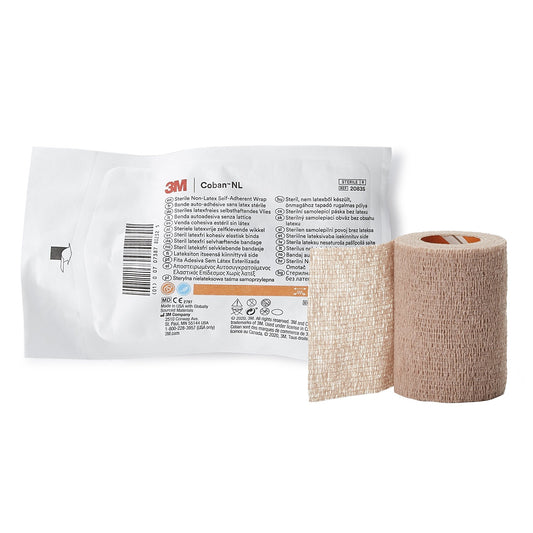 3M Coban LF Sterile Cohesive Bandage 3 Inch x 5 Yard Self-Adherent Tan Standard Compression