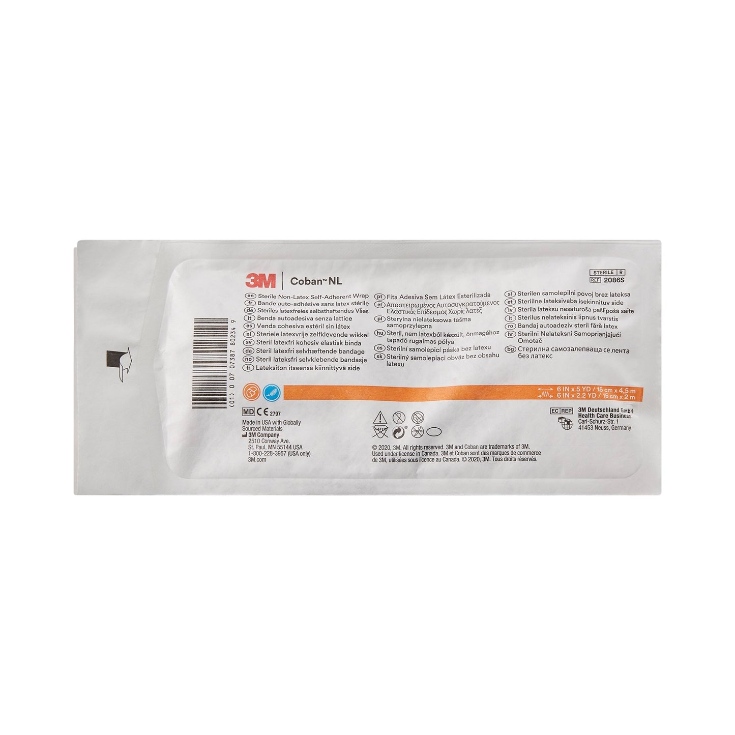 3M Coban LF Sterile Cohesive Bandage 6 Inch x 5 Yard Self-Adherent Tan Standard Compression