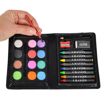 Mini Art Set for Kids – 23-Piece Creative Kit with Watercolors, Crayons, Paint Brush, Pencil & More