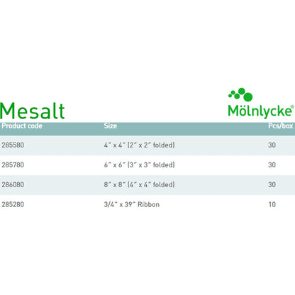Mesalt Sodium Chloride Impregnated Dressing 6 x 6 Inch (3 x 3 Inch Folded) Sterile Gauze