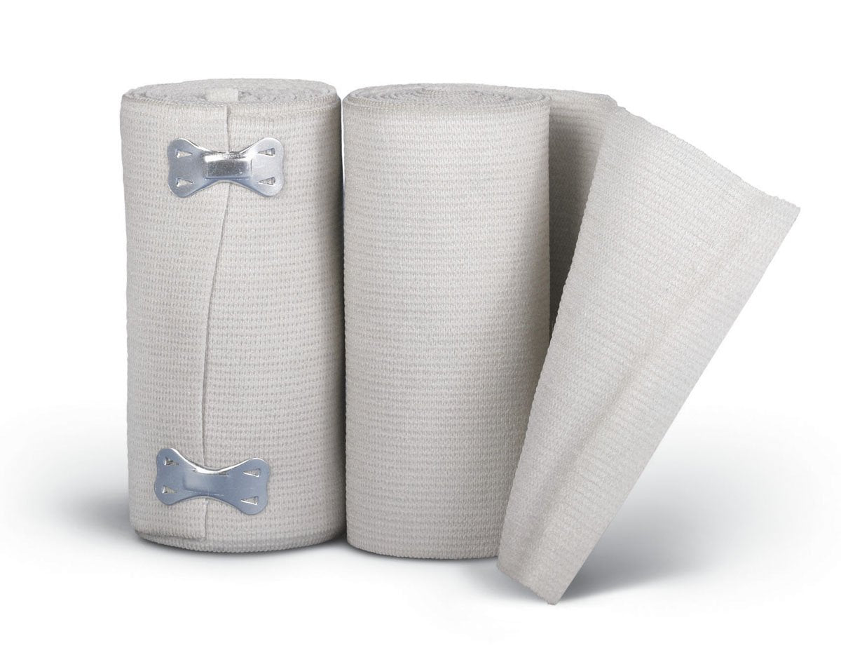 Medline Sure Wrap Elastic Compression Bandage 3 Inch x 5 Yard White Non-Sterile with Clips