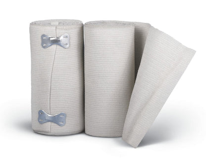 Medline Sure Wrap Elastic Compression Bandage 3 Inch x 5 Yard White Non-Sterile with Clips