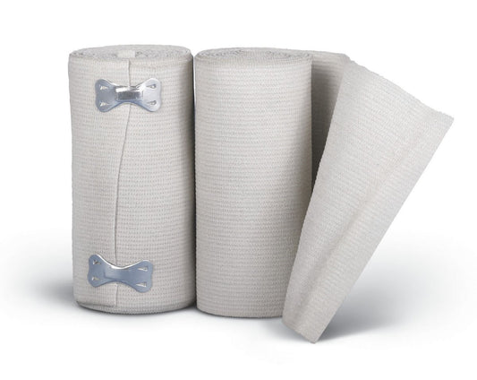 Medline Sure Wrap Elastic Compression Bandage 3 Inch x 5 Yard White Non-Sterile with Clips