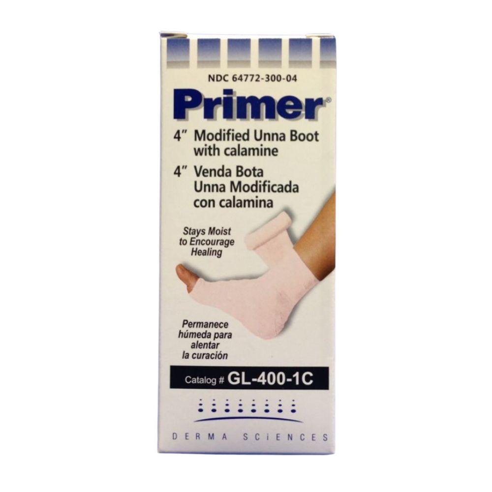 Primer Unna Boot Zinc Oxide / Calamine 4 Inch x 10 Yard Compression Bandage