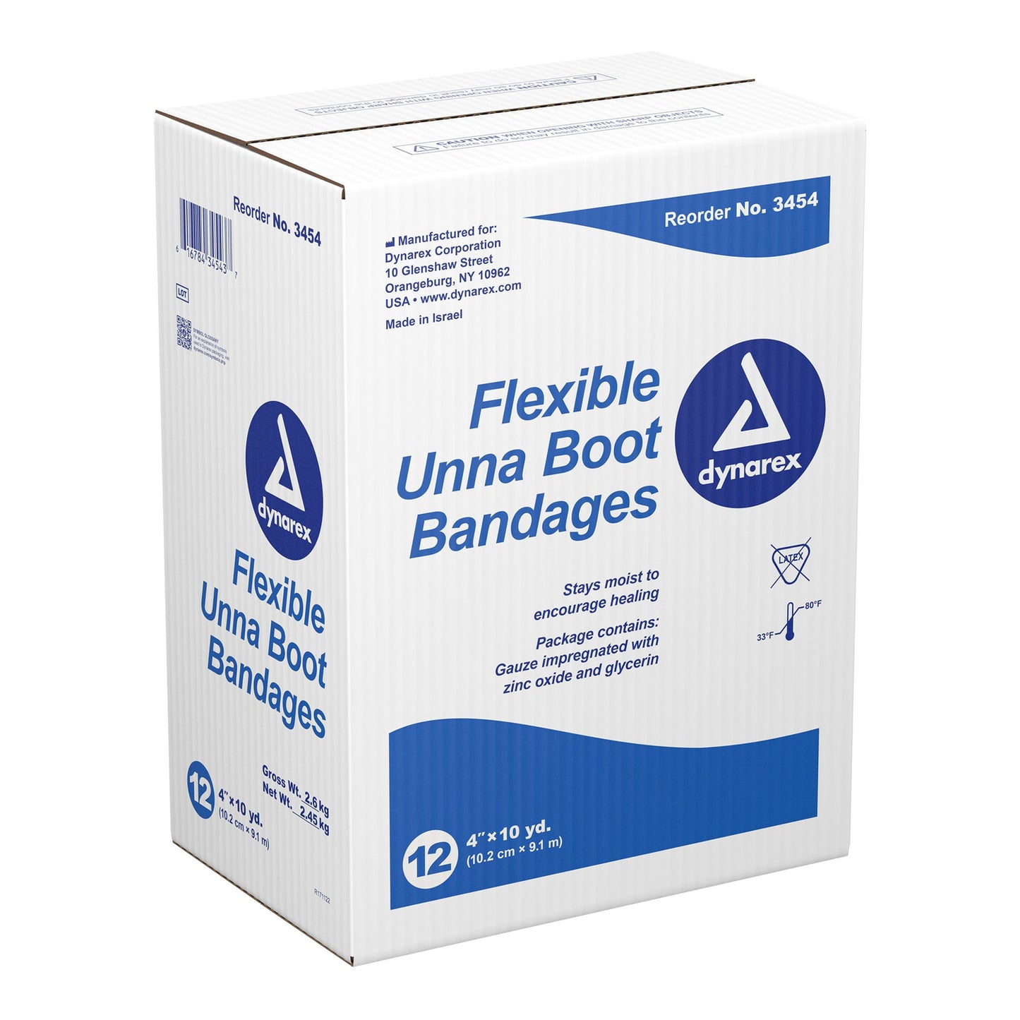 Dynarex Zinc Oxide Unna Boot 4 Inch x 10 Yard Non-Sterile Compression Bandage