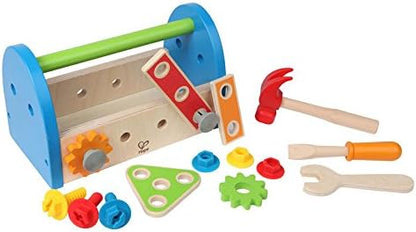 Hape Fix It Kid's Wooden Tool Box and Accessory Play Set  14-Piece Building Toy for Ages 3 and Up
