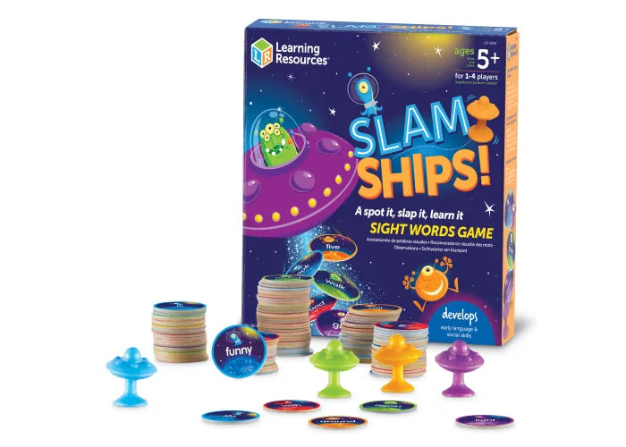Learning Resources Slam Ships! Sight Word Game 114pcs Boost Vocabulary with Galactic Fun for Kids