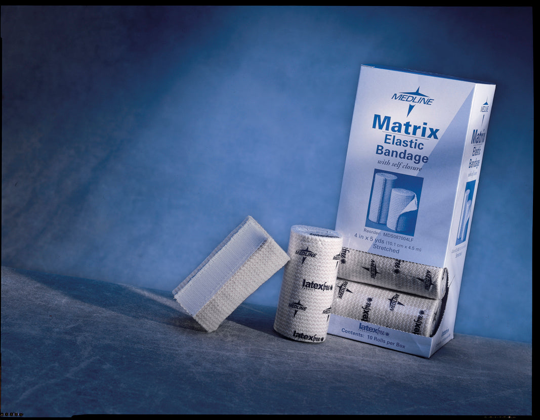 Medline Matrix Elastic Bandage 4 Inch x 5 Yard Sterile Medium Compression with Hook and Loop Closure