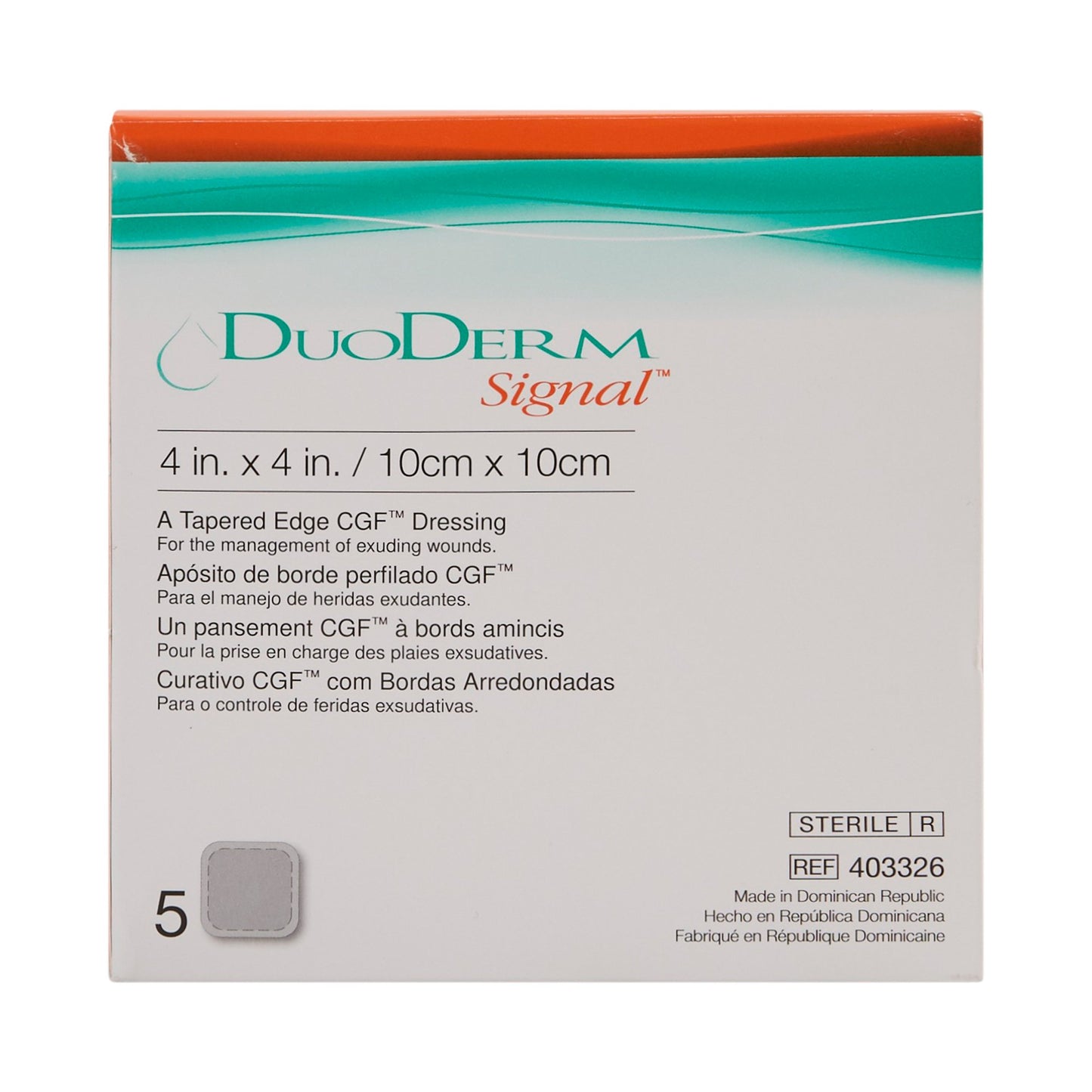 DuoDERM Signal CGF Hydrocolloid Dressing 4 x 4 Inch Square Sterile with Foam Backing