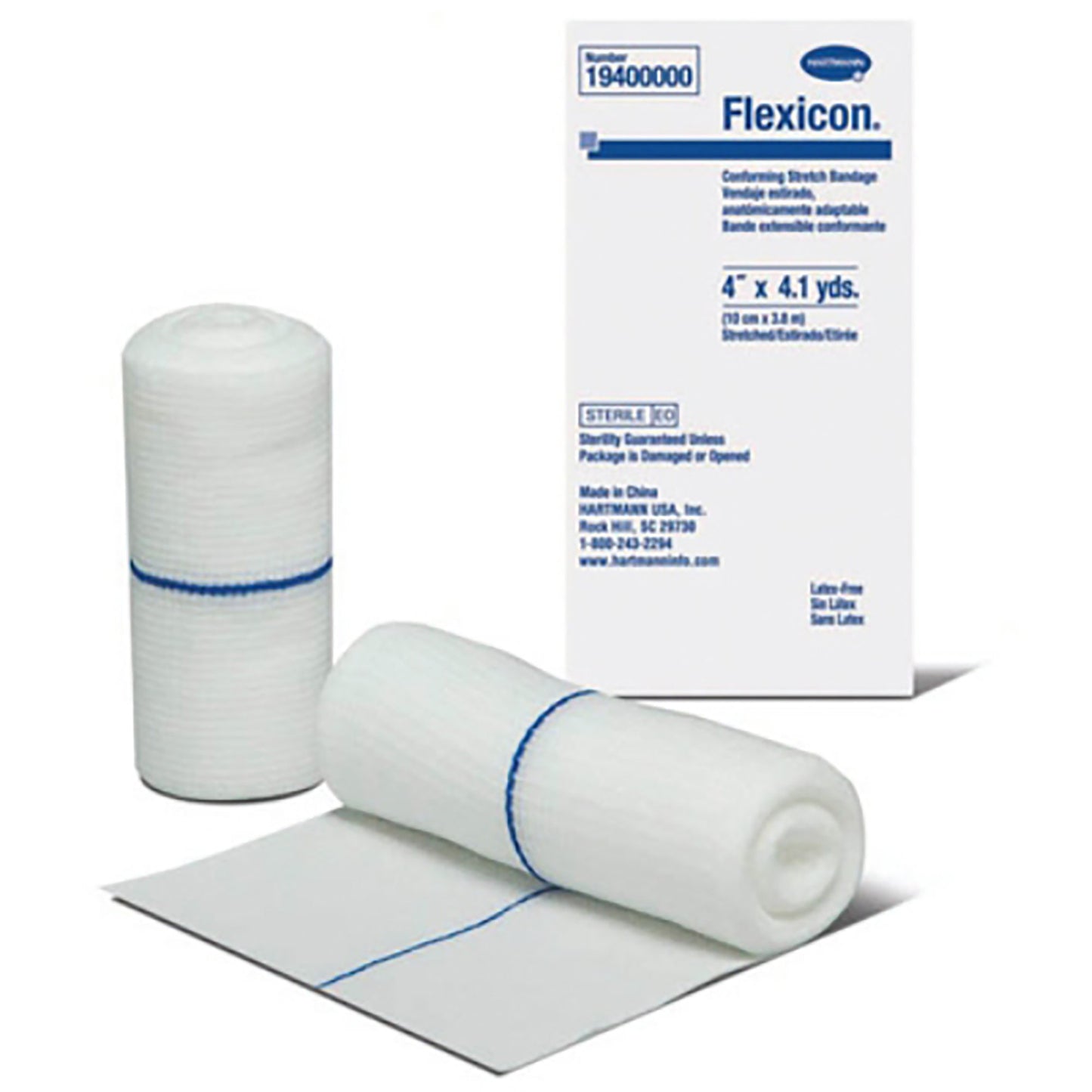 Flexicon Conforming Bandage 4 Inch x 4.1 Yard Sterile 1-Ply Roll