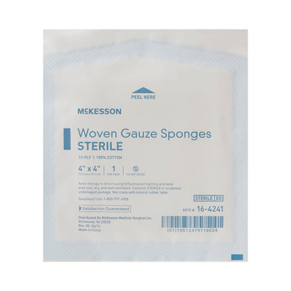 McKesson Sterile Gauze Sponge 4 x 4 Inch 12-Ply Cotton