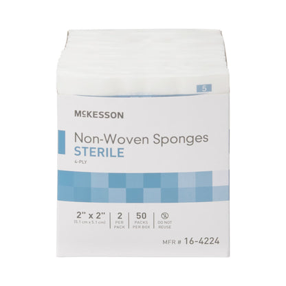 McKesson Nonwoven Sponge 2 x 2 Inch 4-Ply Sterile 2 Per Pack