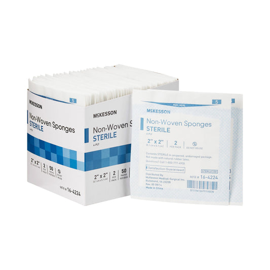 McKesson Nonwoven Sponge 2 x 2 Inch 4-Ply Sterile 2 Per Pack