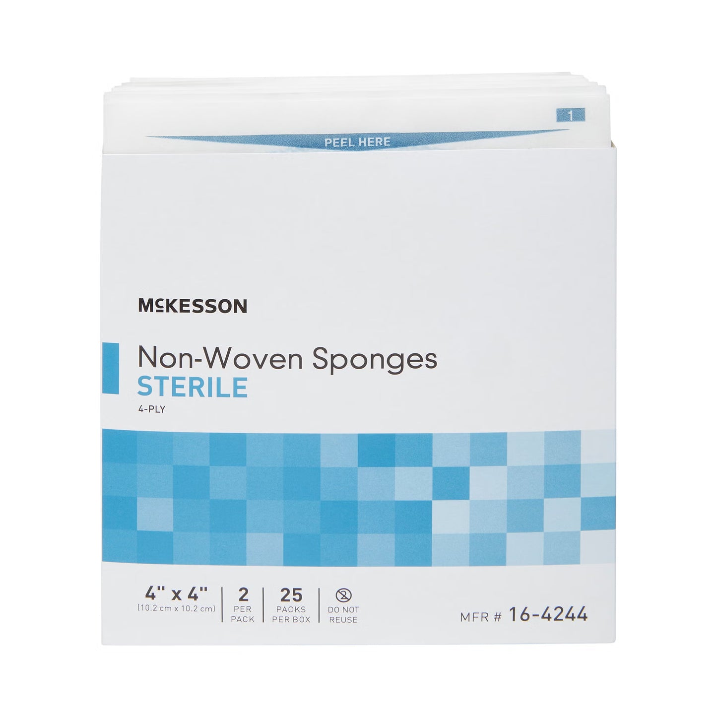McKesson Sterile Nonwoven Sponge 4 x 4 Inch 4-Ply Polyester/Rayon 2 Per Pack