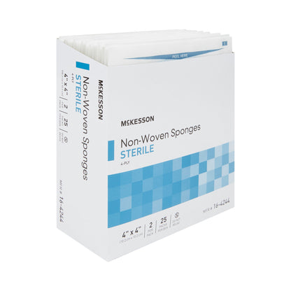 McKesson Sterile Nonwoven Sponge 4 x 4 Inch 4-Ply Polyester/Rayon 2 Per Pack