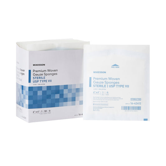 McKesson Sterile Gauze Sponge 4 x 4 Inch 12-Ply USP Type VII 1 Per Pack