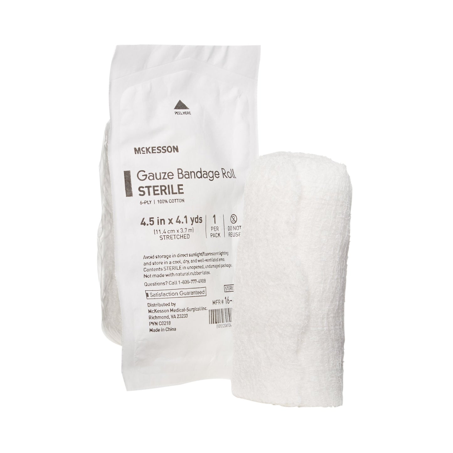 McKesson Fluff Bandage Roll 4-1/2 Inch x 4-1/10 Yard 6-Ply Sterile Cotton Dressing