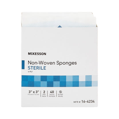 McKesson Sterile Nonwoven Sponge 3 x 3 Inch 4-Ply Polyester/Rayon 2 Per Pack