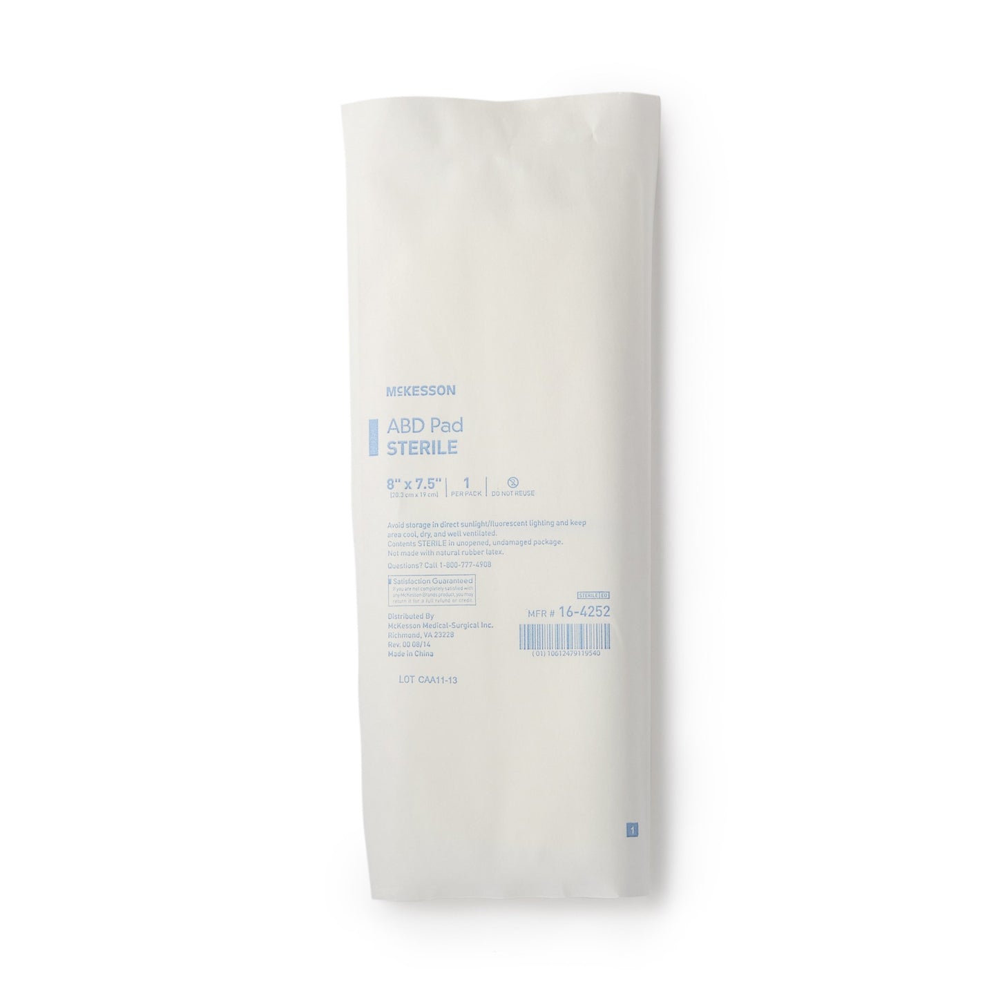 McKesson Abdominal Pad 7-1/2 x 8 Inch – Sterile, Single Use