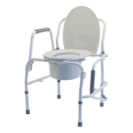 Commode Chair Lumex Silver Collection Drop Arms Steel Frame Removable Backrest 14 Inch Seat Width 300 lbs. Weight Capacity