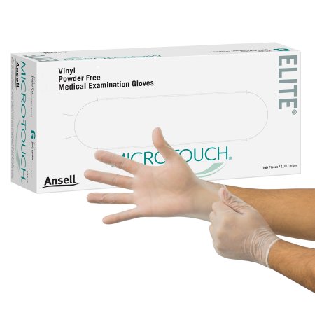 Exam Glove Micro-Touch Elite NonSterile Stretch Vinyl Standard Cuff Length Smooth Ivory Not Rated