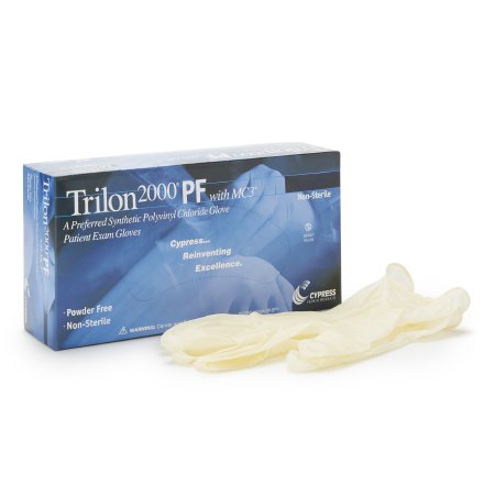 Exam Glove Trilon 2000 PF with MC3 NonSterile Stretch Vinyl Standard Cuff Length Smooth Ivory Not Rated WITH PROP. 65 WARNING