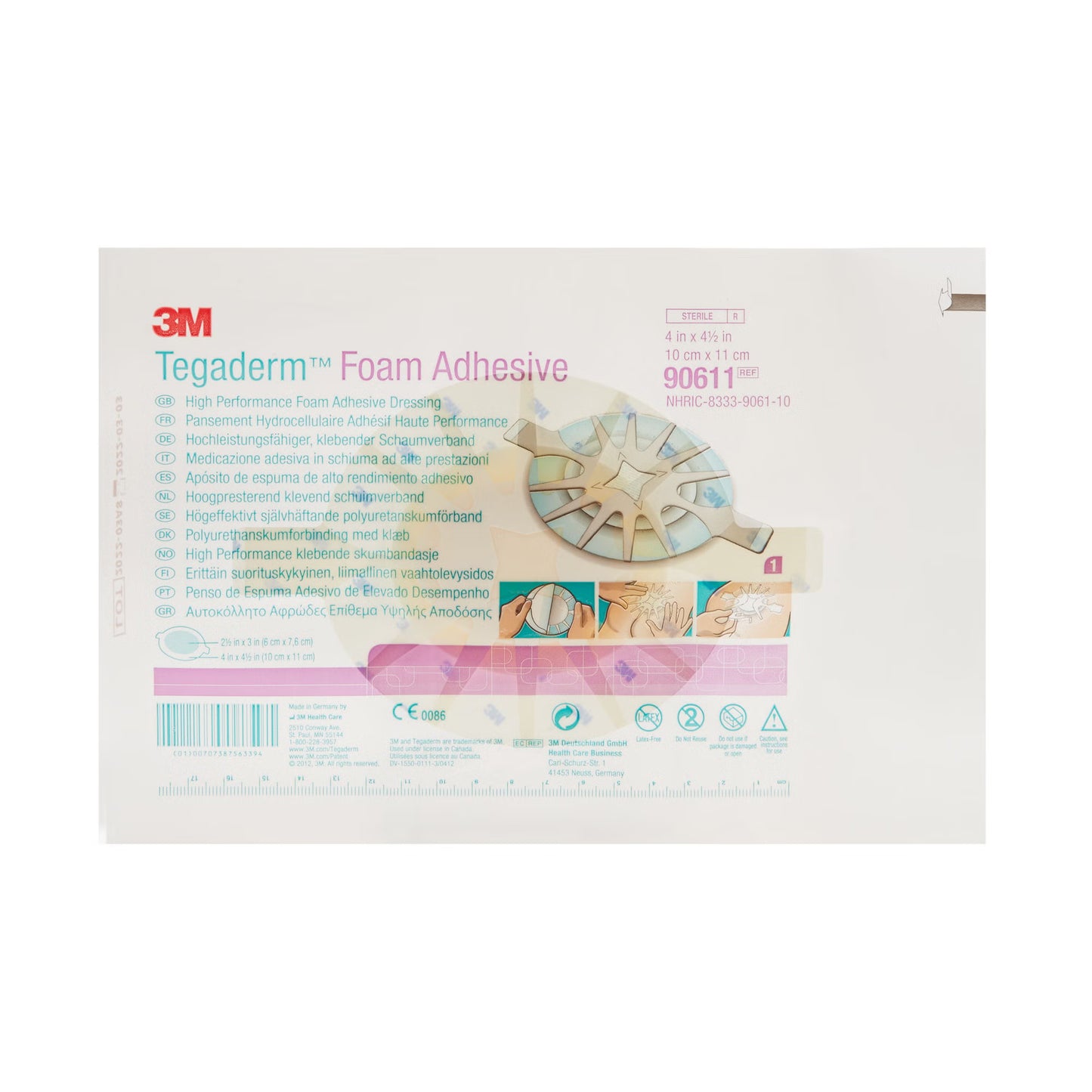 3M Tegaderm High Performance Foam Dressing 4 x 4-1/2 Inch Oval Sterile