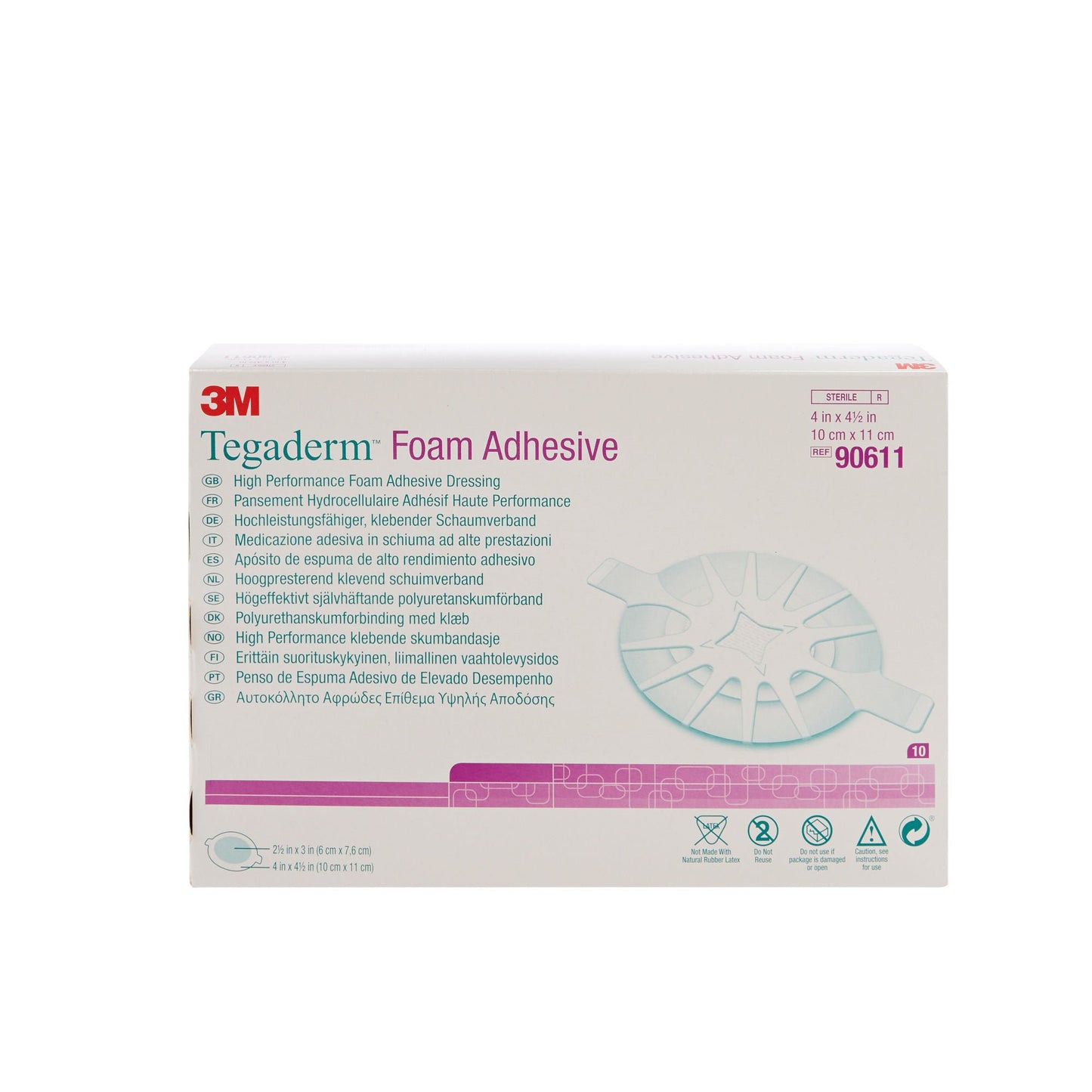 3M Tegaderm High Performance Foam Dressing 4 x 4-1/2 Inch Oval Sterile