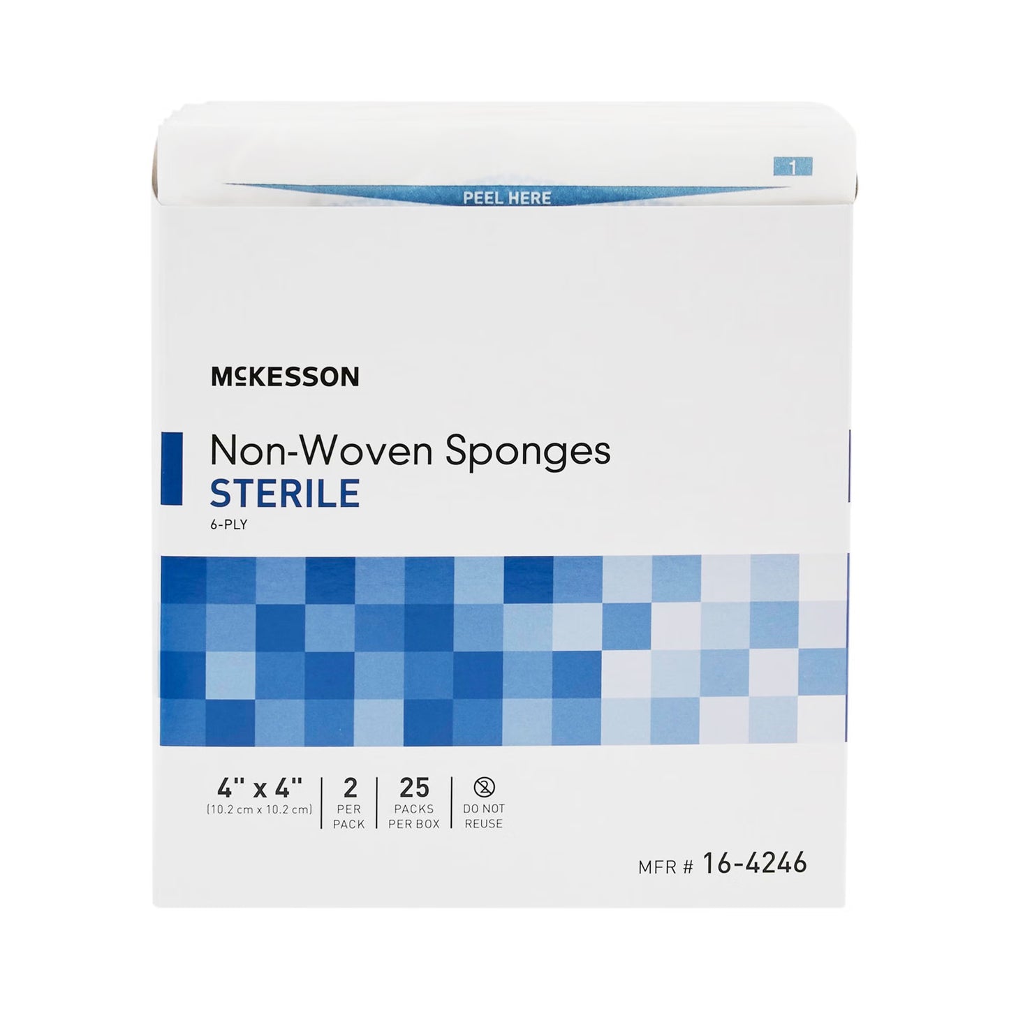 McKesson Sterile Nonwoven Sponge 4 x 4 Inch 6-Ply Polyester/Rayon 2 Per Pack
