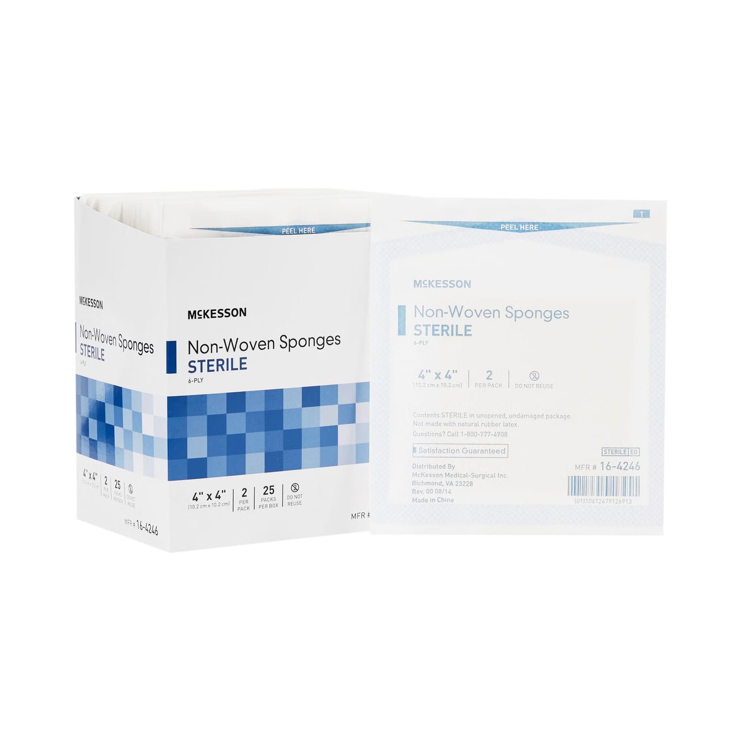 McKesson Sterile Nonwoven Sponge 4 x 4 Inch 6-Ply Polyester/Rayon 2 Per Pack