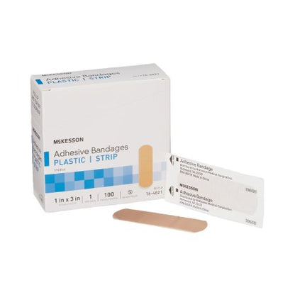 Adhesive Strip McKesson 3/4 X 3 Inch Plastic Rectangle Tan Sterile