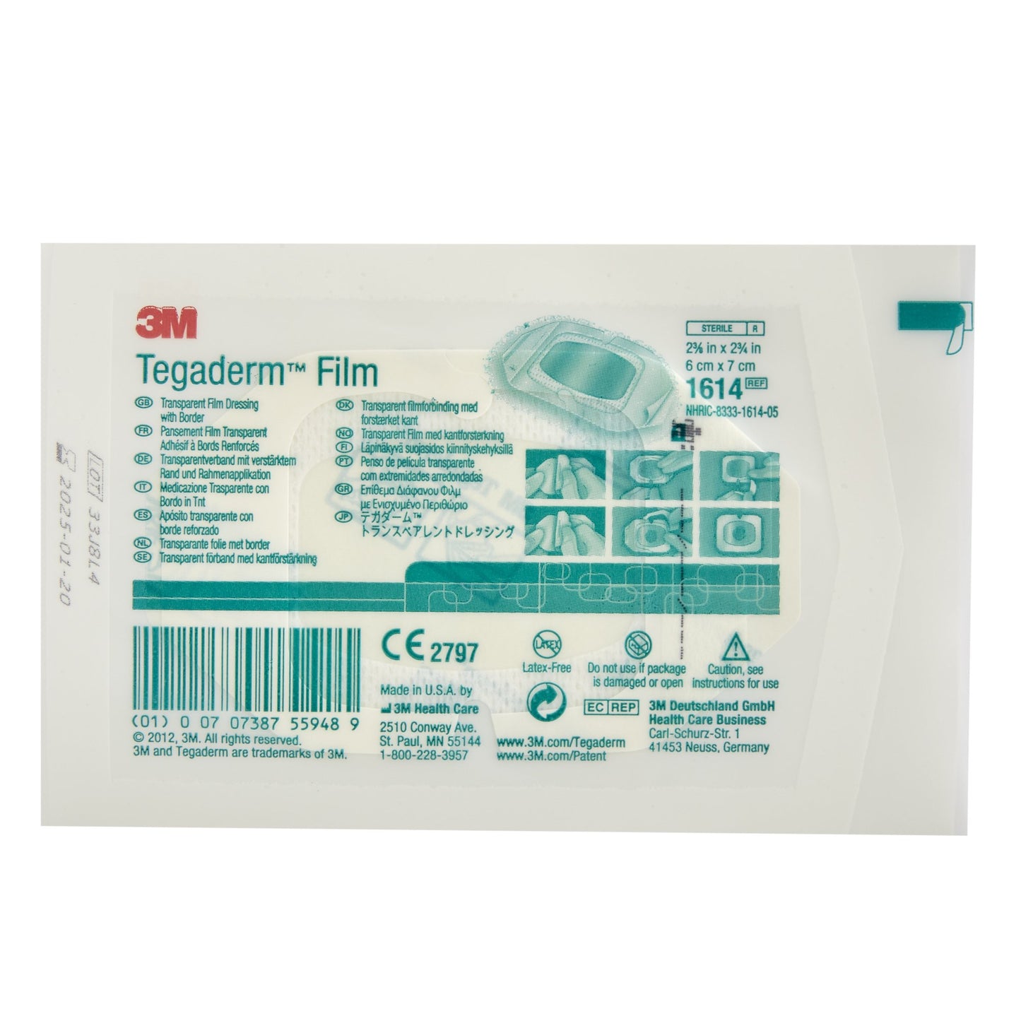3M Tegaderm Transparent Film Dressing 2-3/8 x 2-3/4 Inch Sterile Frame Style Dressing