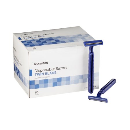 Personal Razor McKesson Single Edge Twin Blade NonSterile Disposable