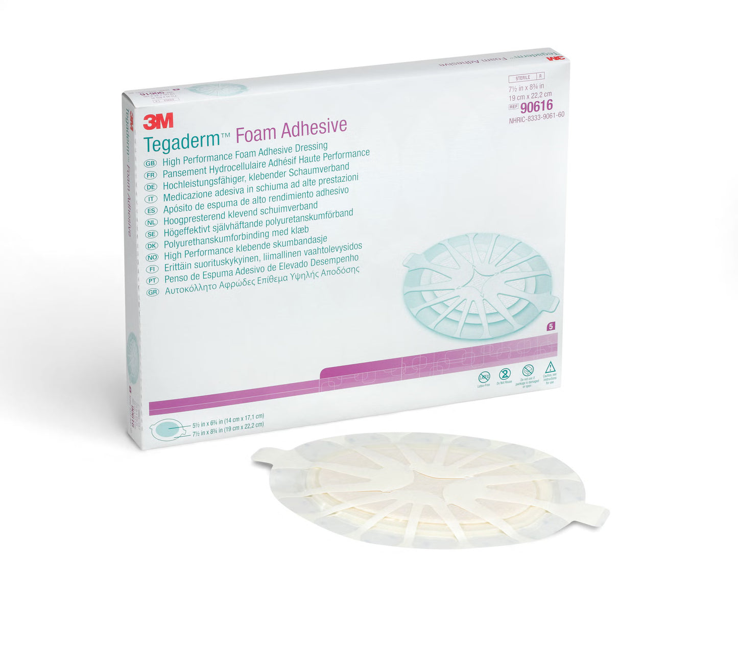 3M Tegaderm High Performance Foam Dressing 7-1/2 x 8-3/4 Inch Oval Sterile