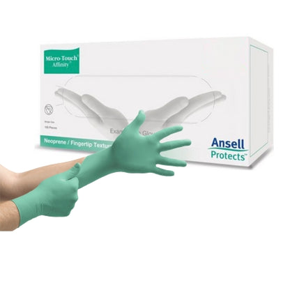 Exam Glove Micro-Touch Affinity NonSterile Polychloroprene Standard Cuff Length Textured Fingertips Green Chemo Tested