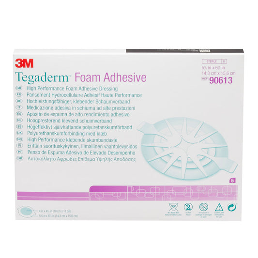 3M Tegaderm High Performance Foam Dressing 5-5/8 x 6-1/8 Inch Oval Sterile