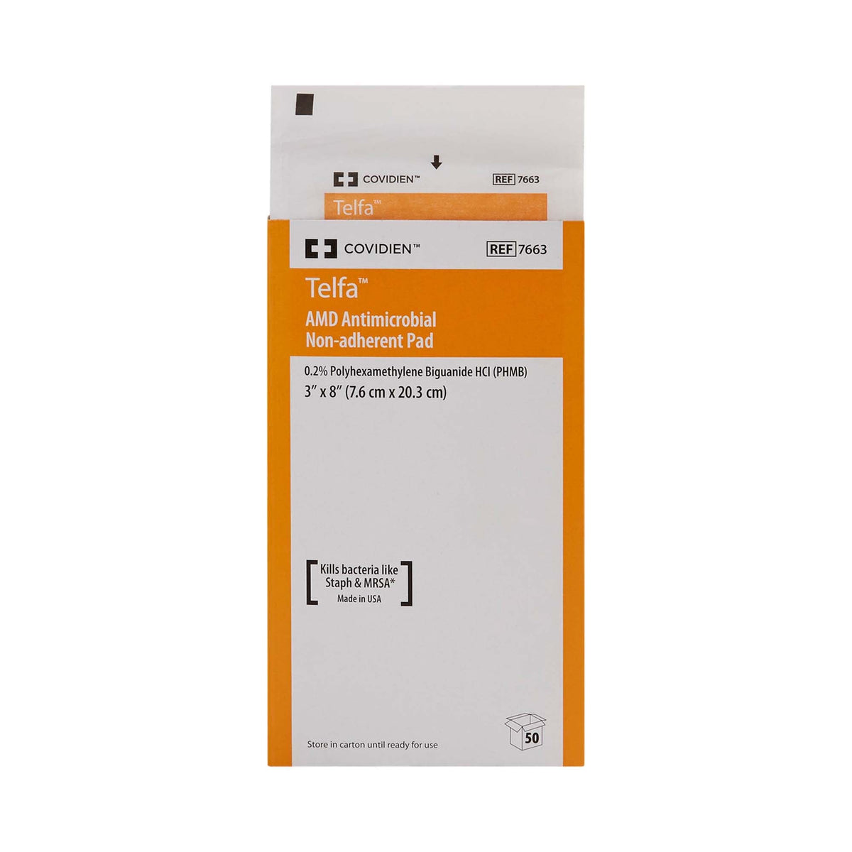 Telfa AMD Antimicrobial Island Dressing 3 x 8 Inch Rectangle Sterile