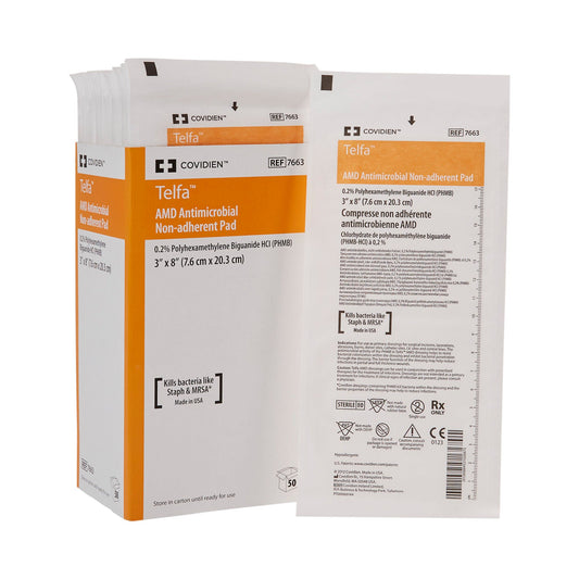 Telfa AMD Antimicrobial Island Dressing 3 x 8 Inch Rectangle Sterile
