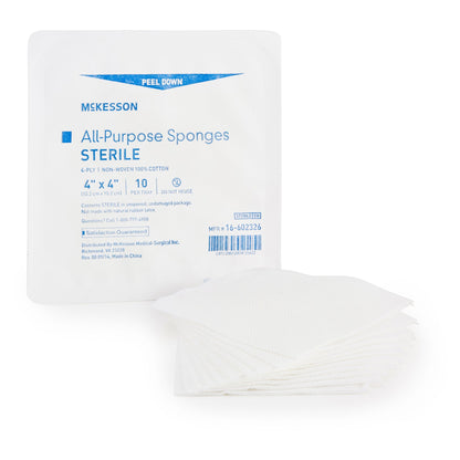 McKesson Nonwoven Sponges 4 x 4 Inch, 4-Ply, Sterile – 10 per Tray