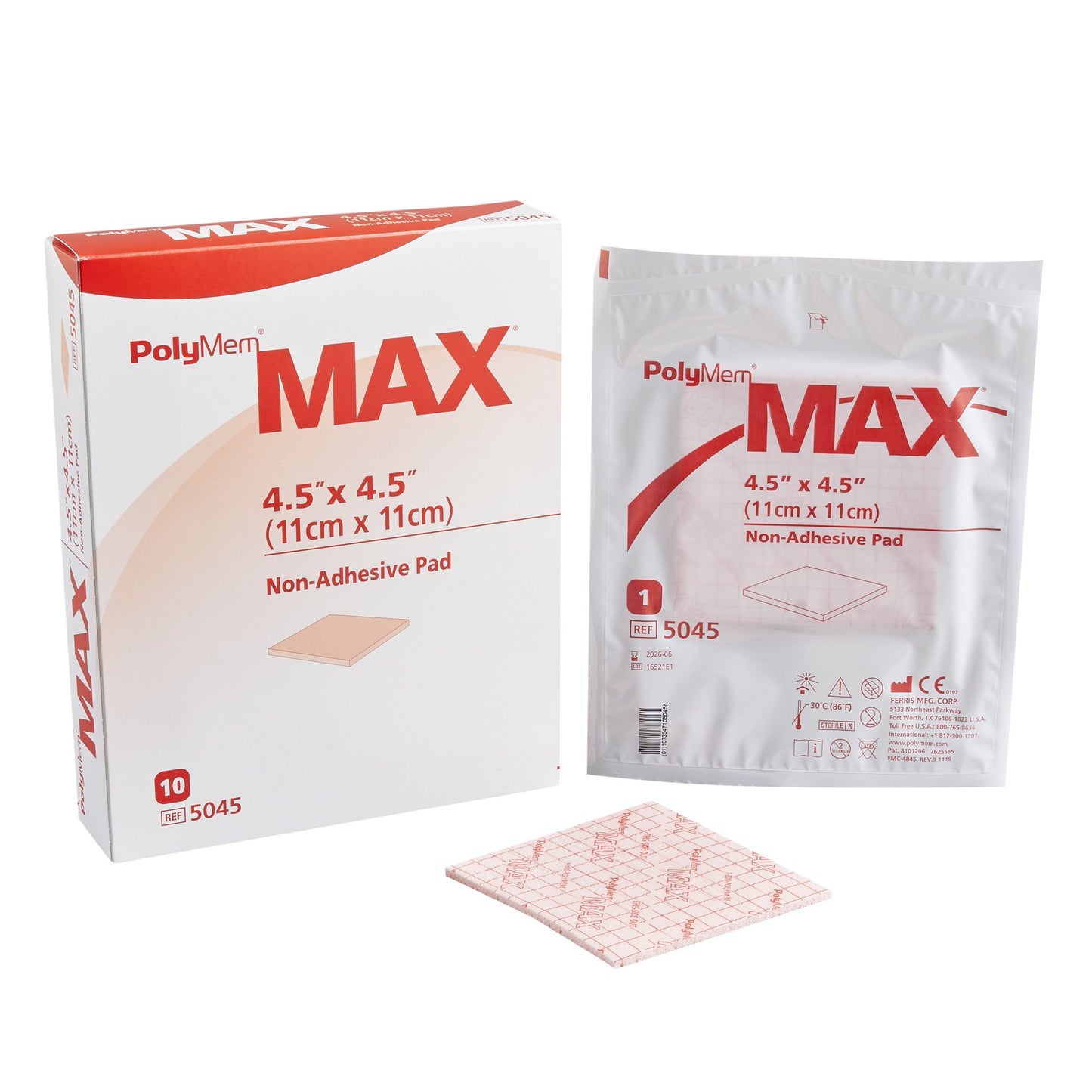 PolyMem Max Foam Dressing 4-1/2 x 4-1/2 Inch Nonadhesive Sterile Square Dressing