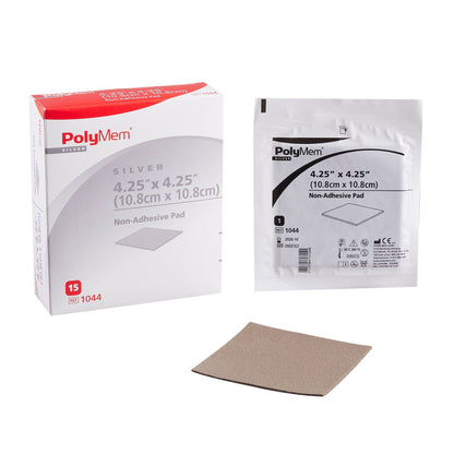 PolyMem Silver Foam Dressing 4-1/4 x 4-1/4 Inch Non-Adhesive Sterile Silver Foam Dressing