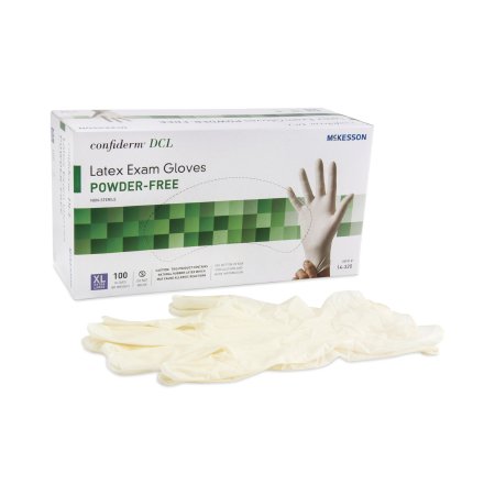 Exam Glove McKesson Confiderm NonSterile Latex Standard Cuff Length Smooth Ivory Not Rated