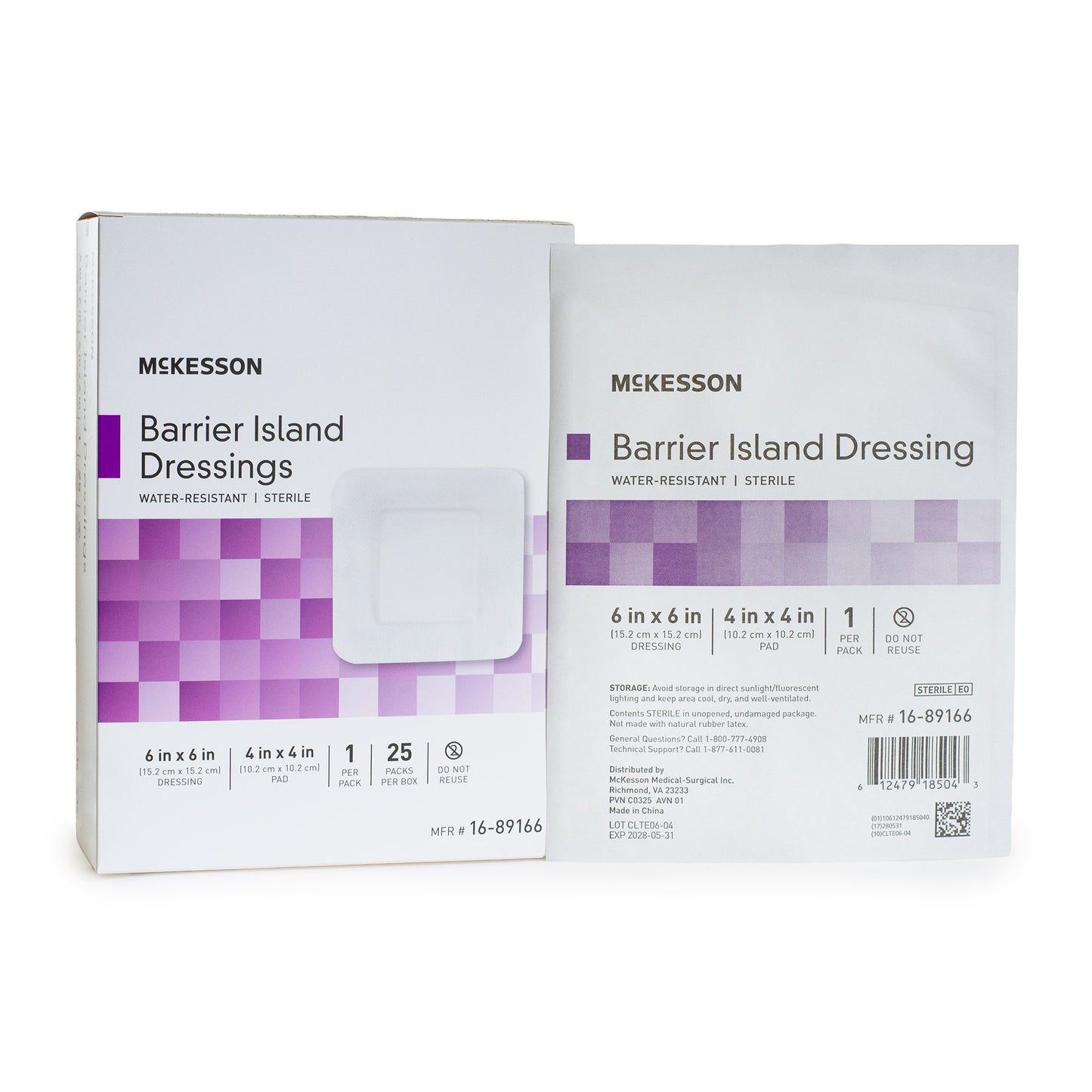 McKesson Barrier Island Composite Dressing 6 x 6 Inch Sterile Water-Resistant Film Backing