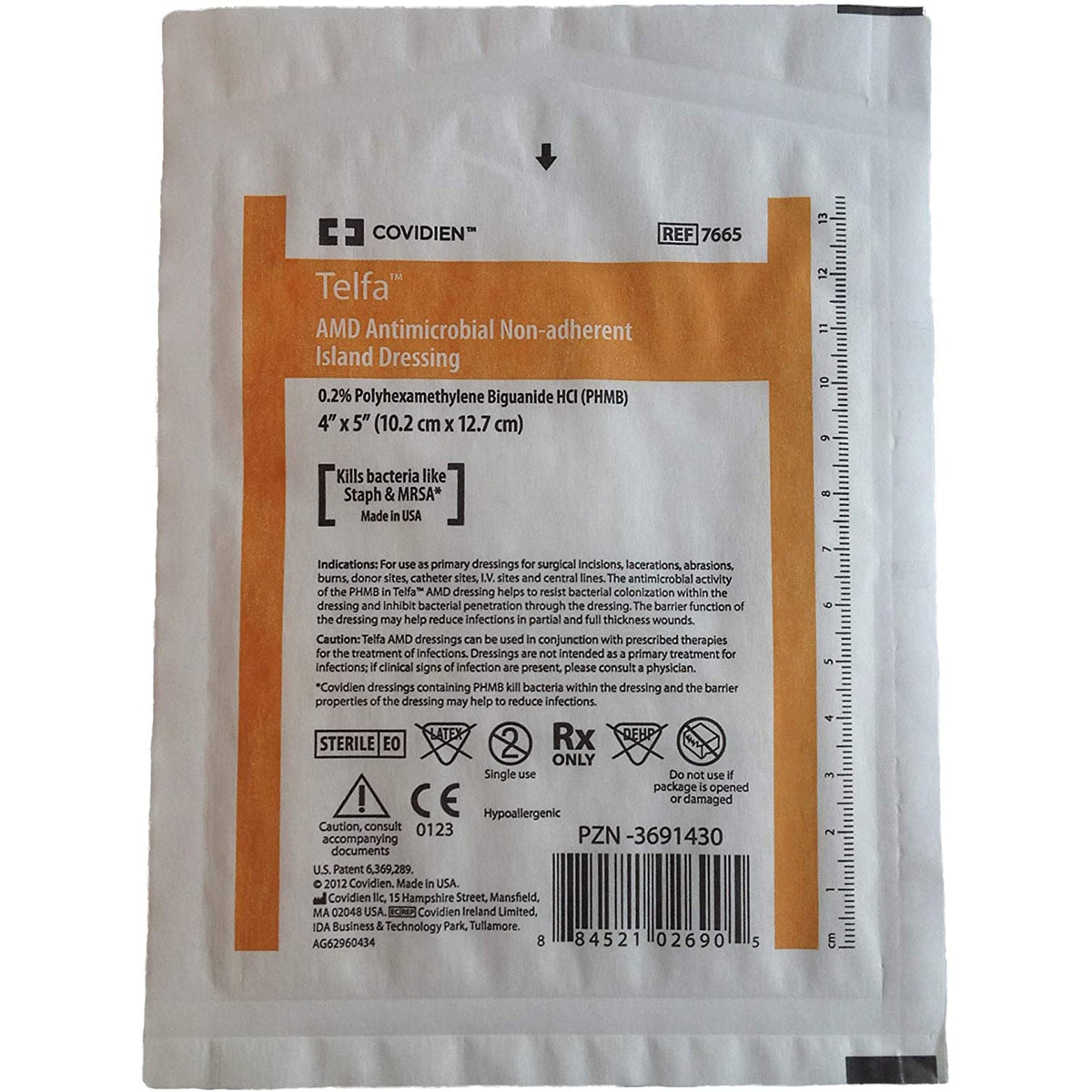 Telfa AMD Antimicrobial Island Dressing 4 x 5 Inch Sterile