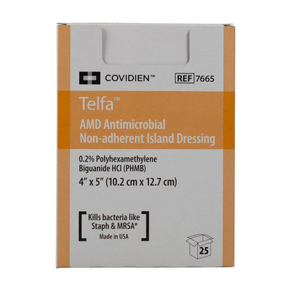 Telfa AMD Antimicrobial Island Dressing 4 x 5 Inch Sterile