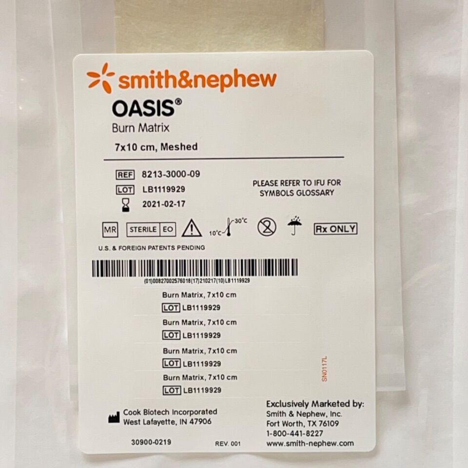 OASIS Burn Wound Matrix Dressing 3 x 4 Inch Sterile Porcine SIS Matrix