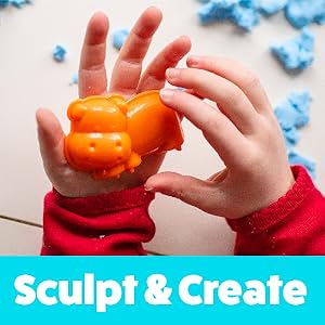 Moosh! Fluffy Modeling Clay – Soft Foam Non-Drying Clay with 10 Animal Molds (Blue/Yellow, 6.4oz)