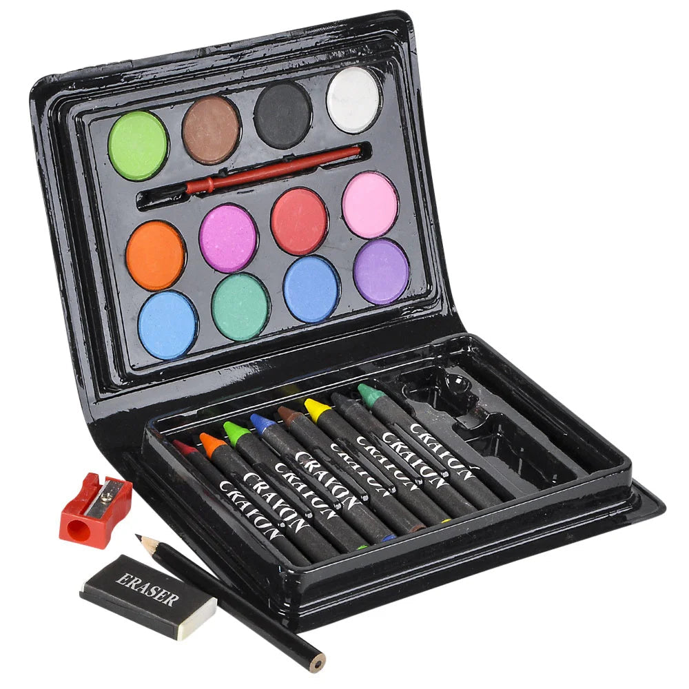 Mini Art Set for Kids – 23-Piece Creative Kit with Watercolors, Crayons, Paint Brush, Pencil & More