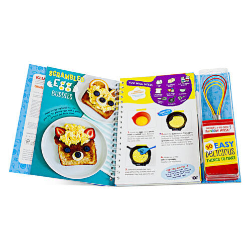 Klutz Kids Cooking Hardcover Cookbook with Rainbow Whisk – 30 Fun Recipes for Young Chefs