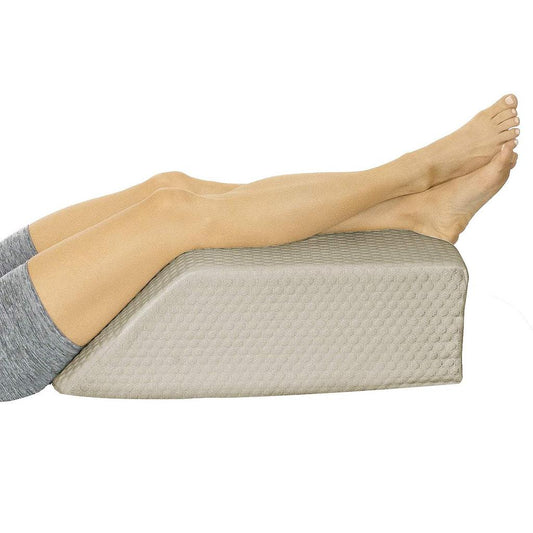 Top leg wedge pillow for sleep or injury recovery; reduces RLS, enhances blood flow, and supports legs/feet.